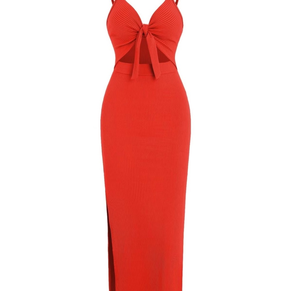 Red Sleeveless Bodycon Cocktail Dress